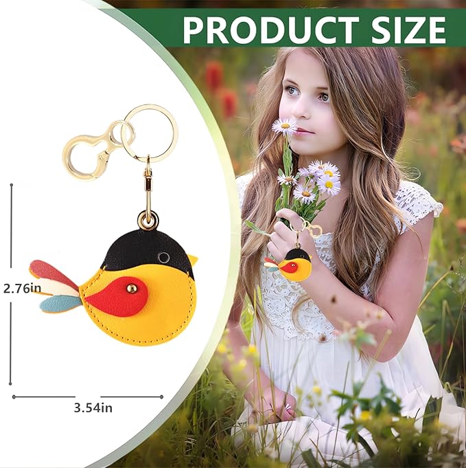 BORKUANA Leather Keychain Holder Case Compatible with AirTag,Cute Protective Cover with Keyring