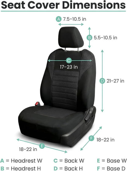 FH Group Automotive Car Seat Covers Front Set Premium 3D Air Mesh Front Seat Covers, Airbag Compatible Universal Fit Interior Accessories for Cars Trucks and SUVs - Black
