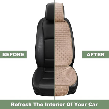 VarCozy Linen Car Seat Covers, Breathable Front Pair Seat Covers for Cars with Non-Slip Protector for All Seasons, Universal Front Seat Covers for Cars, SUVs, Trucks