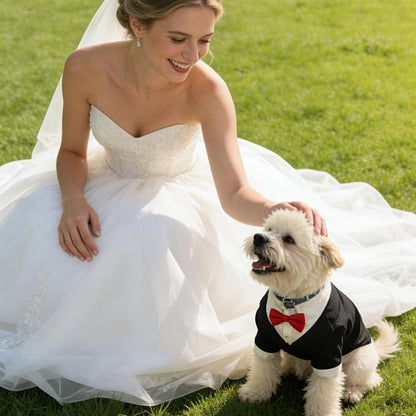 Dog Tuxedo Suit with Bow Tie Dog Shirt Puppy Clothes Formal Pet Tux Party Birthday Costume for Small Medium Dogs Pet Weding Attire Dress Up Cosplay Prince Costume Gentleman Apparel (X-Large)