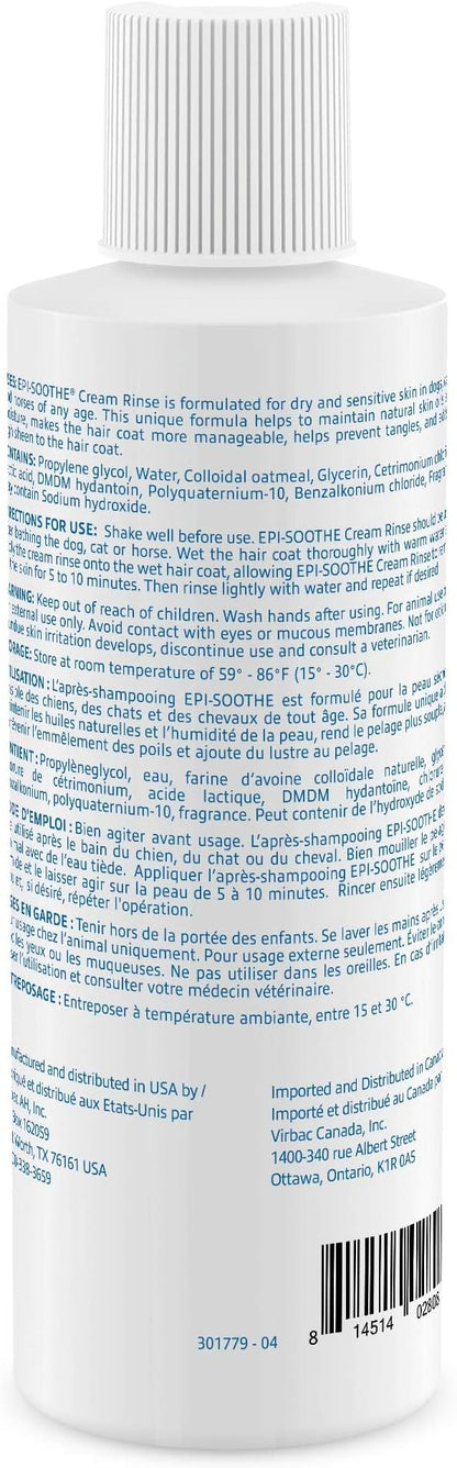 Virbac EPI-SOOTHE® Cream Rinse | Pet Conditioner For Dogs, Cats & Horses (8 oz) - For Dry and Sensitive Skin
