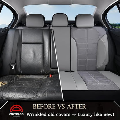 Coverado 3D Air Mesh Rear Car Seat Cover, Sports Carbon Fiber Design, Breathable Seat Protectors Airbag Compatible Comfort Universal for Most Cars, Van,Trucks, SUV, Grey
