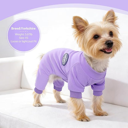 Puppy Sweaters for Small Dogs Girl Winter Warm Soft Yorkie Puppy Pjs Stretchy Jumpsuit Doggie Pet Clothes Outfits XXS~L (Purple, XX-Small)