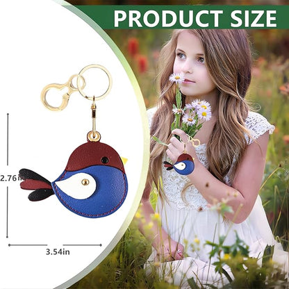 BORKUANA Leather Keychain Holder Case Compatible with AirTag,Cute Protective Cover with Keyring