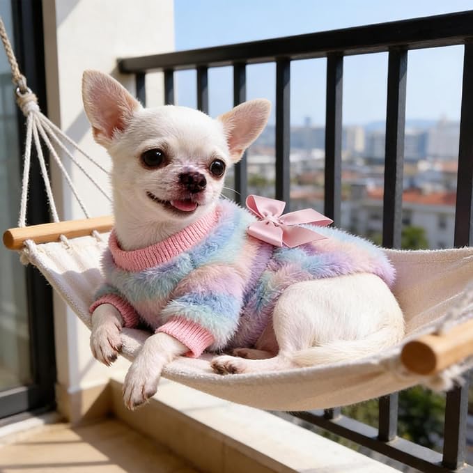 Dog Sweaters for Small Dogs Girl Dog Clothes Fleece Small Dog Pajamas Female Warm Dog Pjs Soft Dog Onesie Heart Chihuahua Clothes Pink Pet Puppy Pajamas, 3XS