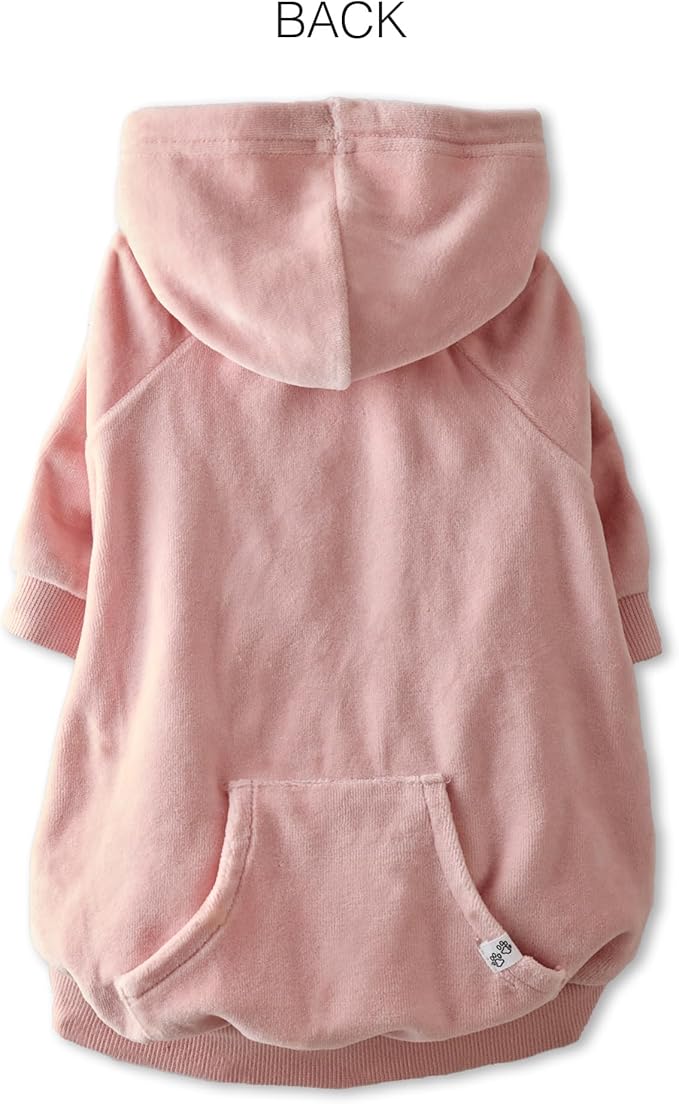 Pet Passion Cooper II Organic Cotton Velour Dog Hoodie Pet Coat for Small, Medium and Large Dogs, Pink, Medium