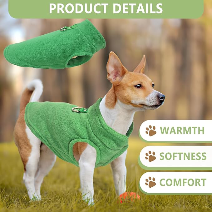 2 Pieces Fleece Dog Sweater Vest Winter Warm Puppy Sweaters for Small Dogs Male Female Fall Pullover Dog Clothes with D-Ring Soft Puppy Outfit Coat (Blue,Green, Large)
