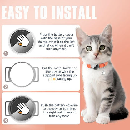 AirTag Cat Collar, Elastic Tracker Collar with Airtag Holder and Bell | Compatible with Apple Air Tag, Lightweight & Scratch Resistant, Adjustable Stepless GPS Pet Collar for Cats Kittens, Orange