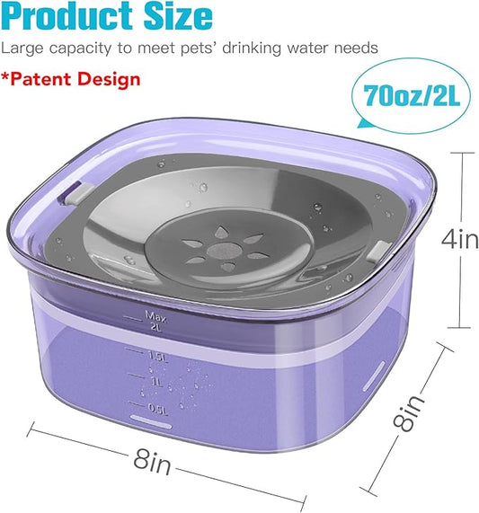 UPSKY 70oz Dog Water Bowl 2L No Spill Dog Bowls Large Capacity Spill Proof Slow Water Feeder, No Splash Dog Bowl Pet Water Dispenser Vehicle Carried Travel Slow Drinking Bowls for Messy Drinkers, Cats