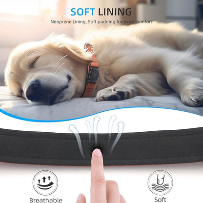 Upgraded AirTag Dog Collar, IP68 Waterproof Air Tag Dog Collar Holder, Reflective, Ultra-Durable, Comfortable Padded, Heavy Duty Dog Collars for Small Medium Large Dogs (XL (15.6"-22"), Orange)