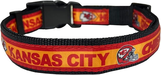 Pets First NFL Kansas City Chiefs Licensed PET COLLAR, Large - Heavy-Duty, Strong, and Durable Dog Collar. Available in 31 Football Teams and 4 Sizes
