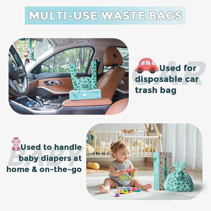 Cat Litter Disposal Bags and Dog Poop Bags with Handle,Cornstarch Based Extra Thick and Guaranteed Leak Proof Poop bags for Kitty and Doggy(180 Count 1.1 Gallon,Unscented)