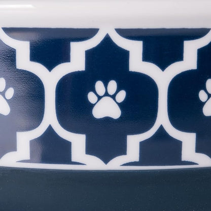 Bone Dry Lattice Collection Pet Bowl & Canister, Single Dish, Medium 6x2", Nautical Blue