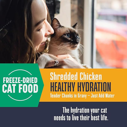 Whole Life Cat Freeze Dried Cat Food - Human-Grade Wet Food Toppers, Snacks & Lickable Treats, Instantly Hydrating Natural Broth Just Add Water - Shredded Chicken, 4.5 Oz