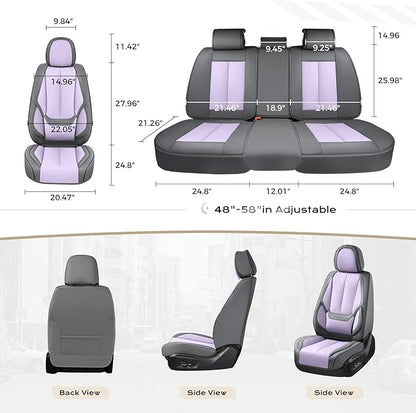 Coverado Seat Covers, Car Seat Covers Full Set, Leather Seat Covers for Cars, Car Seat Protector, Gray Car Seat Covers Front Seats and Back Seats Universal Fit for Most Cars Purple