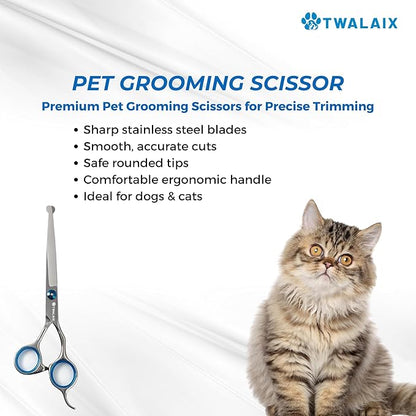 8 in 1 Pet Grooming Kit for Dogs & Cats – Deshedding Brush, Undercoat Rake, Slicker Brush, Nail Clipper, Scissors & Bath Brush for All Coat Types