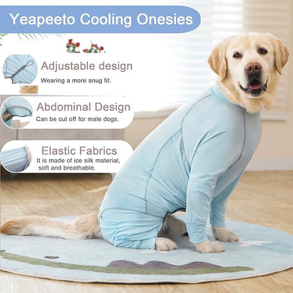 Dog Sun Protection Cooling Suit UPF 50+, Quick-Dry Breathable Jumpsuit for Large & Medium Dogs, Outdoor Dirt-Resistant Shedding Control Pet Apparel (Ice Blue, 4X-Large)