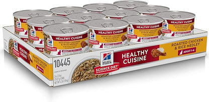 Hill's Science Diet Adult 1-6 Healthy Cuisine Wet Cat Food, Roasted Chicken & Rice Medley in Gravy, 2.8 oz. Cans, 24-Pack