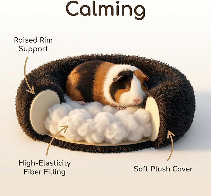 Tiny Dog Bed 11.8 Inch for Extra Small Dogs,Washable Puppy Bed,Soft Faux Fur Calming Donut Bed for Chihuahua Yorkie Maltese Pomeranian,Black