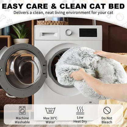 Cat Beds for Indoor Cats - Self Warming and Calming Small Dog Bed with Cover Cave, Cat Cave Bed for Puppy and Kitty,Cozy Fluffy Pet Beds for Small Dogs, Waterproof Bottom Washable 26×26inch