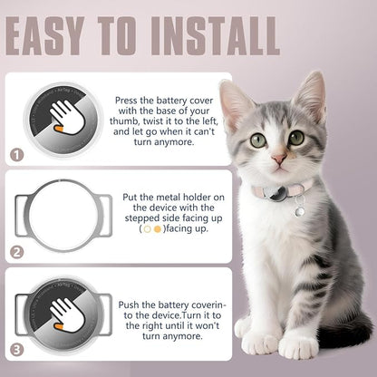 AirTag Cat Collar, Elastic Tracker Collar with Airtag Holder and Bell | Compatible with Apple Air Tag, Lightweight & Scratch Resistant, Adjustable Stepless GPS Pet Collar for Cats Kittens, Khaki