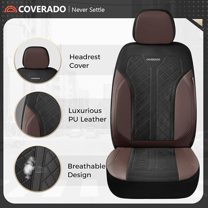 Coverado Automotive Car Seat Cover for 2 Seats,Front Seat Covers, Seat Covers 2-Pack, Driver Car Seat Protectors Universal Fit for Most Vehicles, SUV, Truck, Sedan