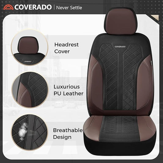 Coverado Automotive Car Seat Cover for 2 Seats,Front Seat Covers, Seat Covers 2-Pack, Driver Car Seat Protectors Universal Fit for Most Vehicles, SUV, Truck, Sedan