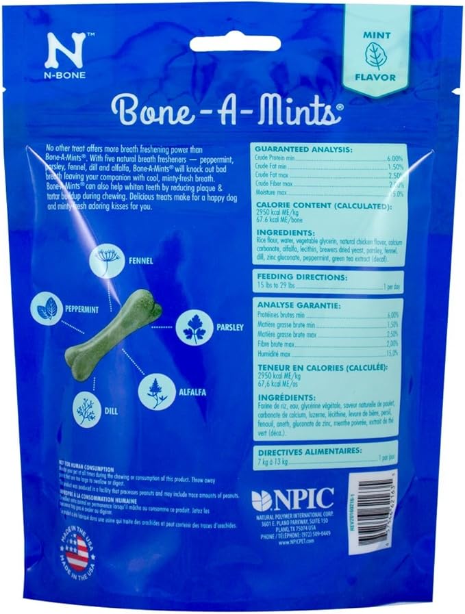 Bone-A-Mints All Natural, Wheat-Free Breath Freshening Bone, 8.10-Ounce, Small, 10-Pack