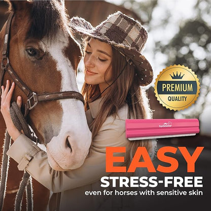 EquiGroomer Deshedding Brush, 8-Inch for Horses and Large Pets, Pink, Removes Loose Dirt, Hair, and Fur, Professional Undercoat Grooming Tool