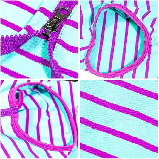 Dog’s Recovery Suit Post Surgery Shirt for Female Male Dog, E-Collar Alternative Wound Protective Clothes (Purple Stripe-XL)