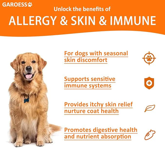 Dog Allergy Relief Chews- Allergy & Immune Probiotics, Support Seasonal Allergies, Gut & Digestive Health, Dog Itching Skin,Paw & Ears Relief- Bacon Flavor -120 Count (1 Pack/Try it)