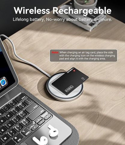 Ultrbeka Wallet Tracker Slim Card Tracker, 0.094in Bluetooth Tracker for Wallets, Passport, Work with Apple Find My, Wireless Charging, Card Locator- iOS Only [Apple MFi Certified] - 2pcs in 1 Box