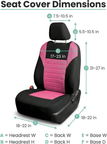 FH Group Automotive Car Seat Covers Front Set Premium 3D Air Mesh Front Seat Covers, Airbag Compatible Universal Fit Interior Accessories for Cars Trucks and SUVs - Pink