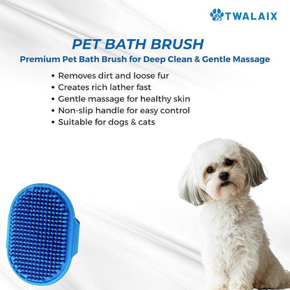 8 in 1 Pet Grooming Kit for Dogs & Cats – Deshedding Brush, Undercoat Rake, Slicker Brush, Nail Clipper, Scissors & Bath Brush for All Coat Types