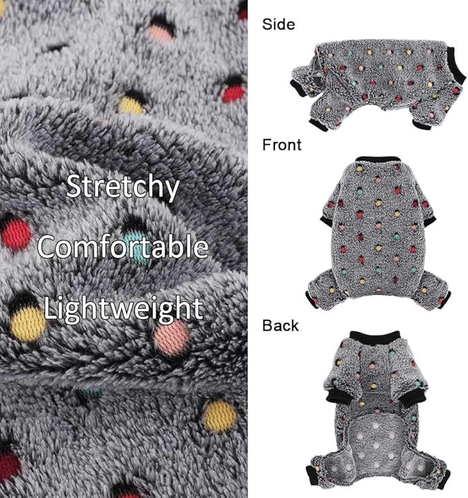 YIKEYO Dog Pajamas for Small Dogs Boy and Girl,Cotton Small Dog Sweater, Stretchable Pet Jammies Puppy Outfits for Dogs Female Male, Winter Doggie Pjs Clothes(Grey, S)
