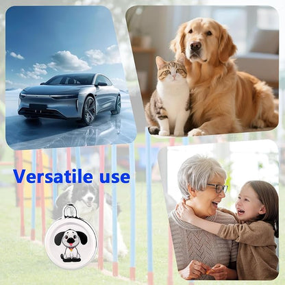 GPS Pet Tracker for Dogs & Cats, No SIM Card or Monthly Fees, iOS & Android | 1-Minute Location Updates, 1-Year Replaceable Battery, IPX7 Waterproof Design with Built-In Attachment Loop