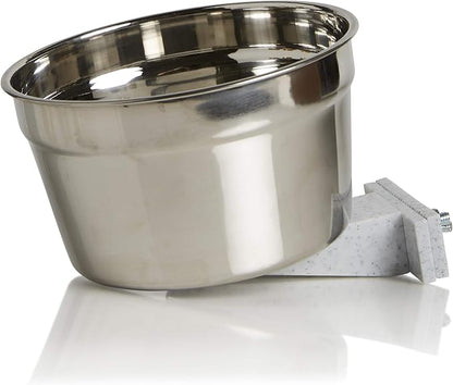 Lixit® Stainless Steel Kennel Food or Water Bowl - Non Spill Hanging Removable Crate Bowls - Carrier Cage Dish for Dogs or Cats for Feeding and Drinking (Stainless Steel, 40 Ounce (Pack of 2))