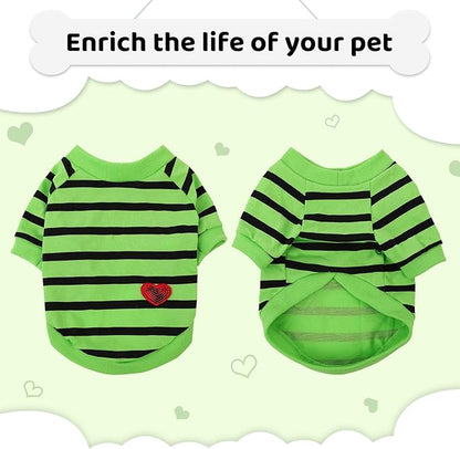 Dog Shirts for Small Dogs, Striped T-Shirts Dog Vest Pet Apparel Tee Shirts Spring Summer Suitable for Small and Medium Large Pets French Bulldog Bichon, Green S