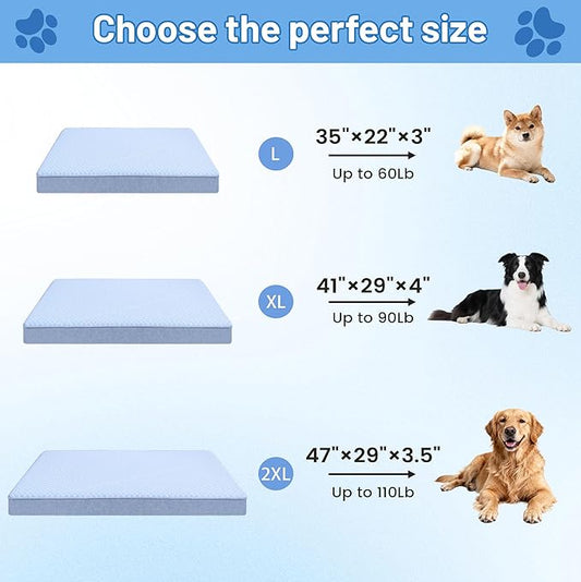 Orthopedic Memory Foam Dog Bed,Cooling Dog Beds for Dogs, Washable Pet Beds for Crate with Faux Fur Cover, Waterproof Lining, (XX-Large:47"x29"x3.5", Cooling Surface)