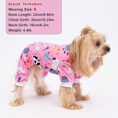 4 Pack Dog Pajamas Soft Lightweight Dog Recovery Suit Onesie Clothes for Small Medium Female Pet Boys Girls Dogs