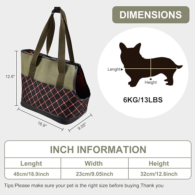 Dog Purse Carrier for Small Dogs, Soft-Sided Tote Bags with Pocket Dog Travel Supplies Portable Dog Sling with Anti-Slip Bottom