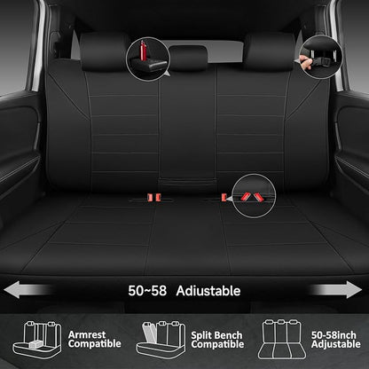 CAR PASS Neoprene Back Seat Cover, Universal Waterproof Bench Rear Seat Cover Universal Wetsuit Car Seat Cover Fit 95% Automotive Interior Covers for Cars Sedans SUVs (Rear,All Black)