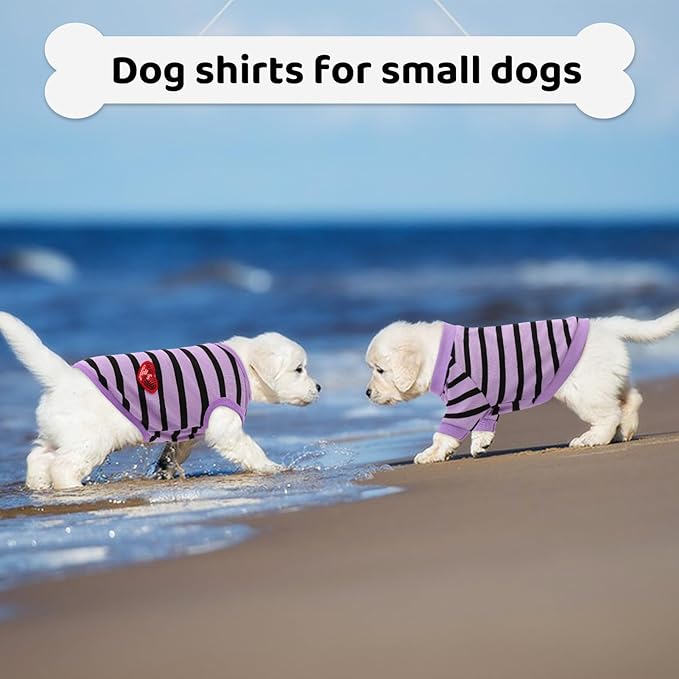 Dog Shirts for Large Dogs, Striped T-Shirts Dog Vest Pet Apparel Tee Shirts Spring Summer Suitable for Small and Medium Large Pets French Bulldog Bichon, Purple XL