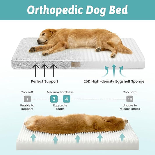 COZY KISS Dog Crate Bed for Small Size Dogs, Rectangular Orthopedic Cat Beds, Foam Anti-Slip Bottom Pet Mat with Washable Removable Cover, Suitable for Pet Up to 30 lbs, 24x16x3 inch, Grey