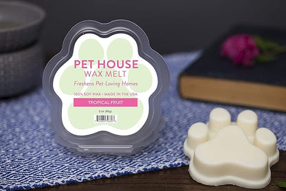 One Fur All Pet House Spring and Summer Wax Melts for Pet Odor, Natural, Plant Based Soy Wax Melts, Long Lasting Fragrance for Fresh Smelling Homes, Tropical Fruit, Pack of 4