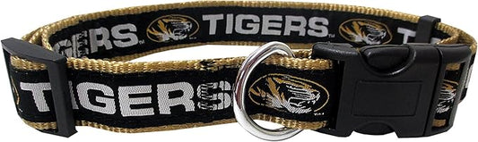 Pets First Collegiate PET Collar NEW VERSION Missouri Tigers Dog Collar, Size Large. Best Sports Team Color for Dogs & Cats. A Shiny & Colorful Dog & Cat Collar Licensed by The NCAA