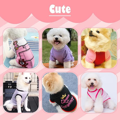 6 Pack Dog Clothes for Small Dogs Girl, Soft and Breathable Puppy Kitten Dog Shirts with Letters for Pet Cats, Summer Dogs' T-Shirts Apparel Sleeveless Vests for Chihuahua Yorkies (XL)