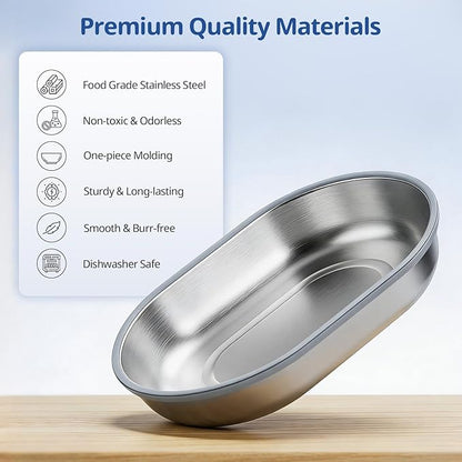 Stainless Steel Bowl & Mat Set for Automatic Microchip Cat Feeder, 2 SUS304 Bowls + 1 Mat, Sealing Ring, Keep Food Fresh, Easy to Clean