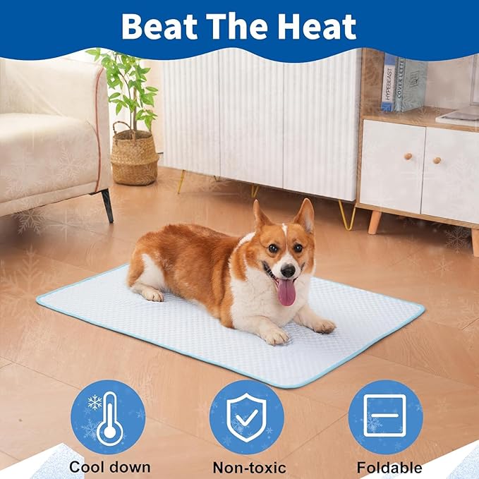 Dog Cooling Mat,Cooling Mat for Dogs, 44"x32" Cats Cooler Pad, Premium Pets Cool Bed for Crate Kennel, Indoor Cats Cool Sleeping Bed, Q-MAX >0.45, (X-Large - 44 x 32 Inch)