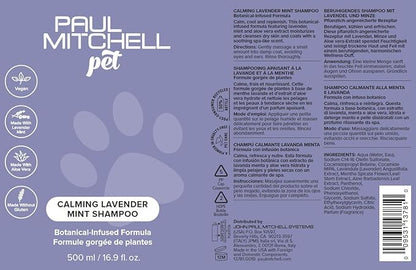 Paul Mitchell Pet Calming Lavender Mint Shampoo, Botanical-Infused Dog Shampoo, 16.9 fl oz